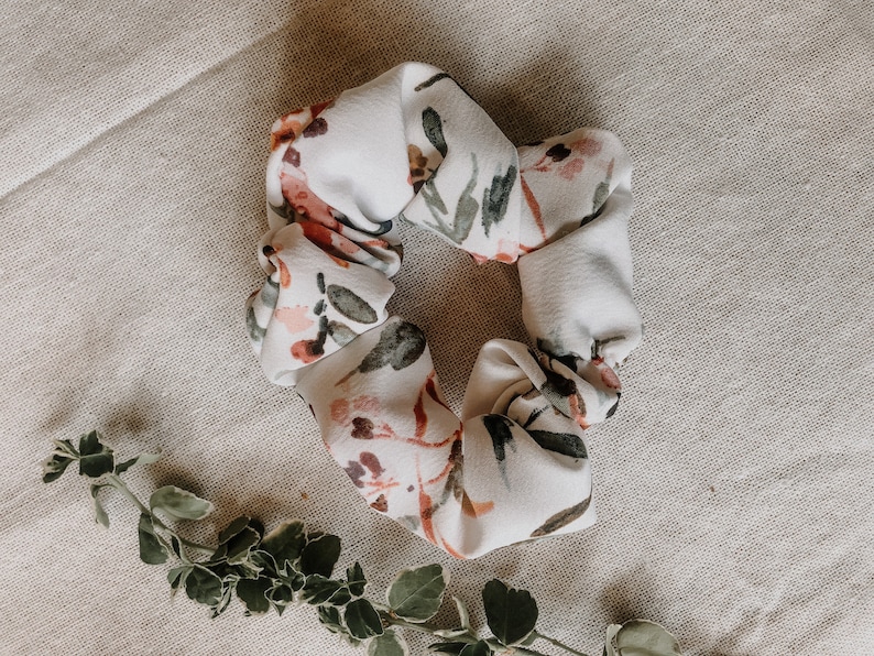 Primrose Hair Scrunchie material for hair floral watercolor hair scrunchie hair accessory