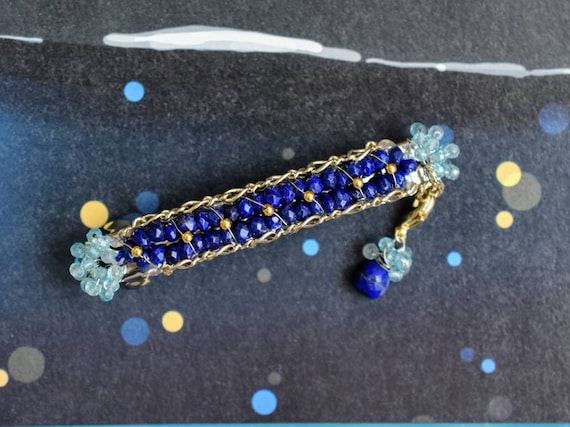 Lapis Lazuli Hair Barrette Navy Blue Stone Hair Barrette: Lapis Lazuli Style Druzy Clip  main image 2
