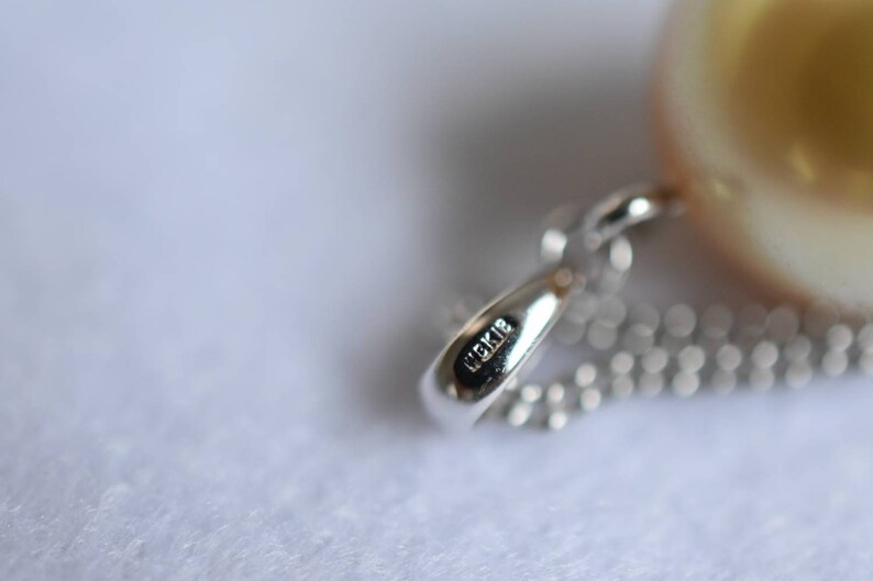 South Sea Pearl Pendant,Solid 18K White Gold South Sea Pearl Pendant,Golden Pearl Pendant,Pearl Pendant,Pearl,Simple Pearl Pendant,Pearls