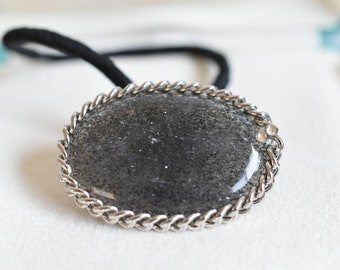 Galaxy Aventurine Hair Tie,Graphite In Quartz Hair Tie,Hair Tie Bracelet,Gemstone Accessory,Hair Accessory,