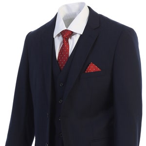 Men's Premium Modern Fit Three Piece Two Button Navy Blue Suit