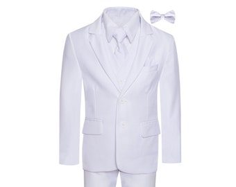 Boys Premium White 8 Piece Suit Set