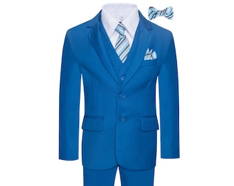 Boys Premium Royal Blue 8 Piece Suit Set