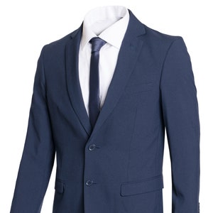 Men’s Dapper Slim Fit Navy Blue Two Button Two Piece Suit