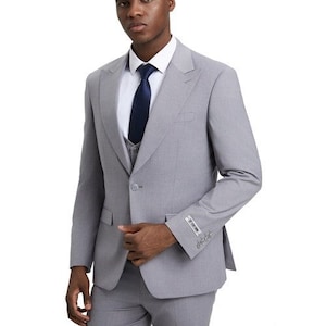 Light Grey Peak Lapel 3-piece Suit Sophisticated Men's Business Attire  Premium Quality Formal Ensemble, the Rising Sun Store, Vardo -  Canada