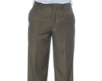Men's Premium Olive Green Classic Fit Flat Front Dress Pants
