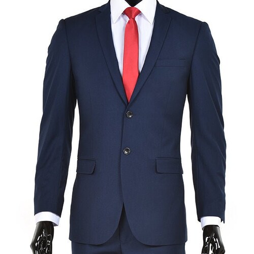 Men's Premium shops Slim Fit Two Piece Two Button Cobalt Blue Suit