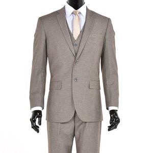 Men's Premium Modern Fit Three Piece Two Button Sand Suit - Etsy