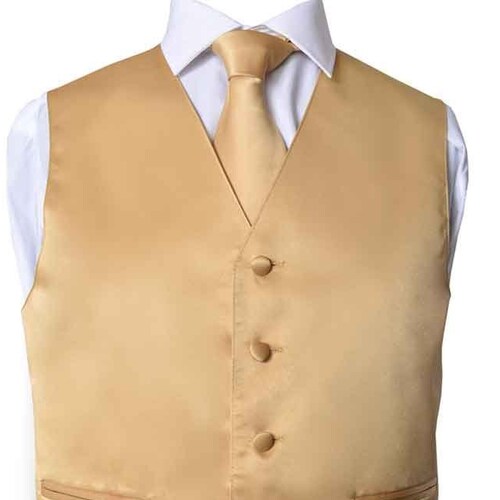 Men's Premium Solid Gold Formal Vest Necktie Bow Tie Etsy