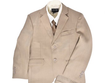 Boys Premium Beige Five Piece Suit Set