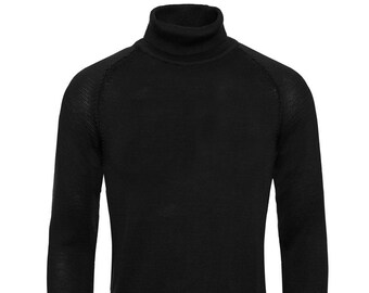 Men’s Premium Black Slim Fit Knitted Pullover Turtleneck Sweater