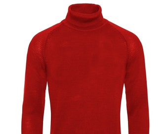 Men’s Premium Red Slim Fit Knitted Pullover Turtleneck Sweater