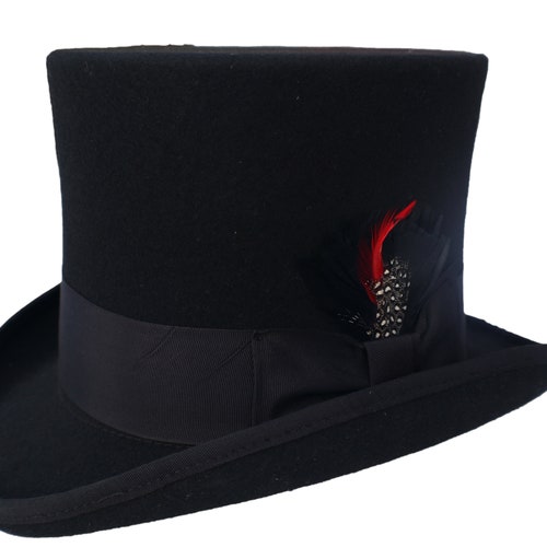 Elegant Men's Black Top Hat 100% Wool 