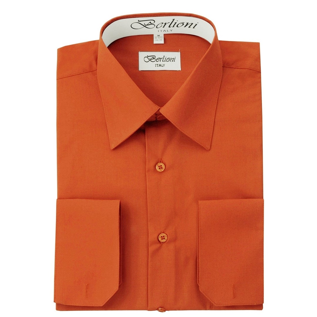Men's Premium Modern Fit Rust Dress Shirt Convertible French Cuffs - Etsy