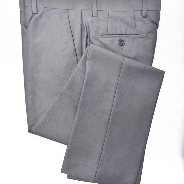 Men's Premium Shiny Silver Slim Fit Flat Front Dress Pants