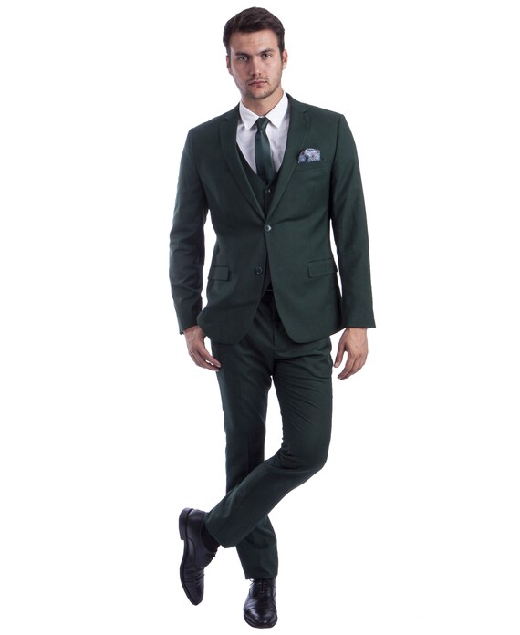 Hunter green slim fit best sale suit