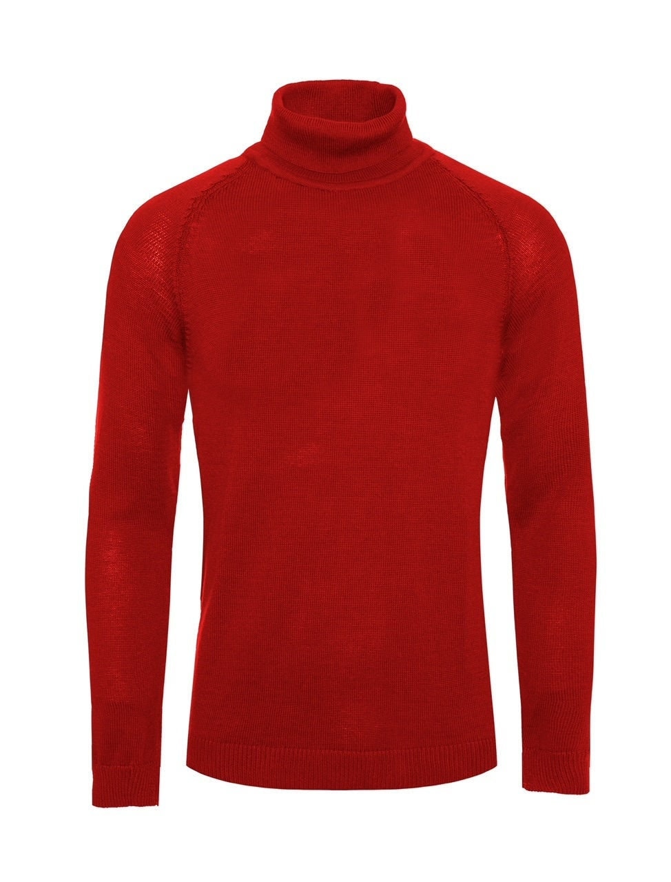 Mens Premium Red Slim Fit Knitted Pullover Turtleneck Sweater