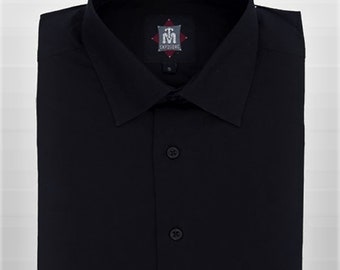 Men's Premium Slim Fit Black Dress Shirt-Stretch Fabric
