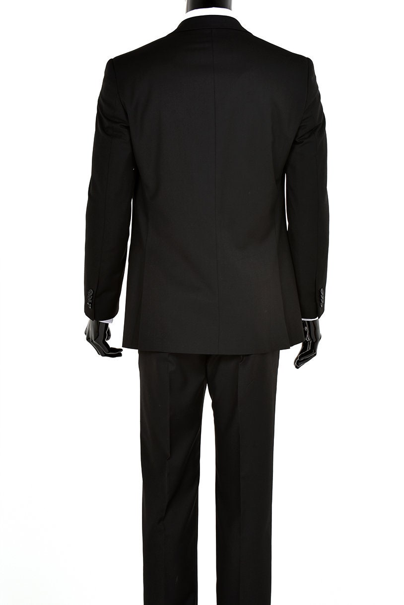 Men's Premium Modern Fit Three Piece Two Button Black Suit - Etsy