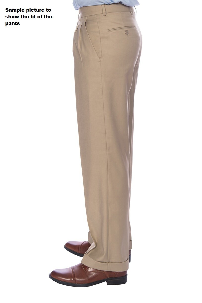 Men's Premium Black Classic Fit Pleated Dress Pants Etsy