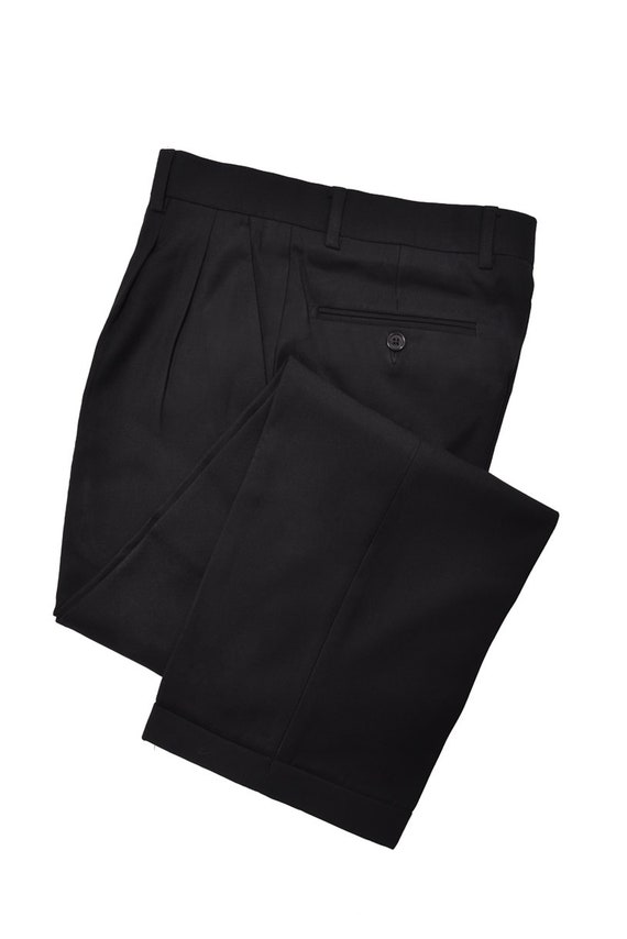 Men's Premium Black Classic Fit Pleated Dress Pants - Etsy