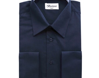 Chemise Premium Modern Fit Bleu Marine - Poignets Français Convertible