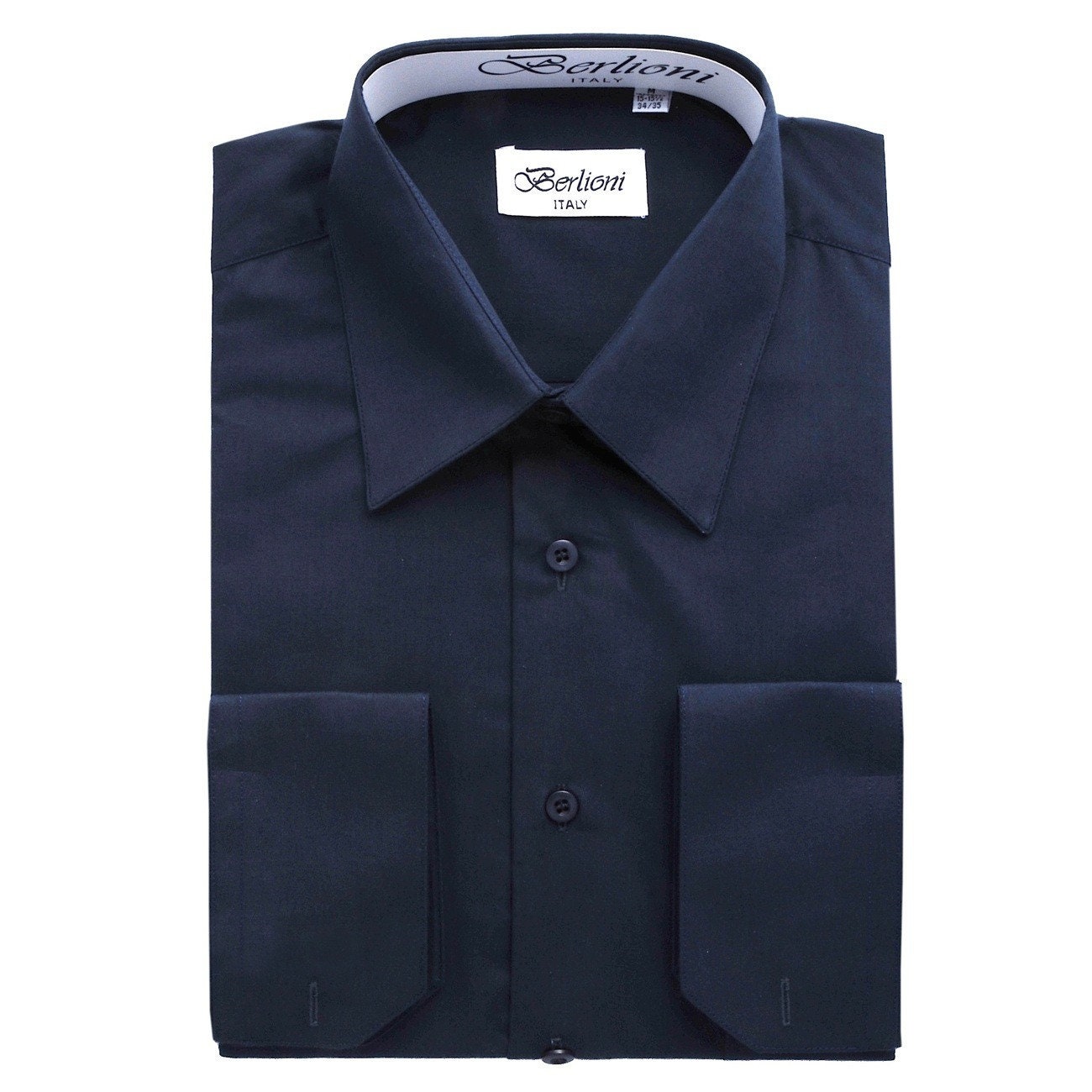 Men's Premium Modern Fit Navy Blue Dress Shirt Etsy