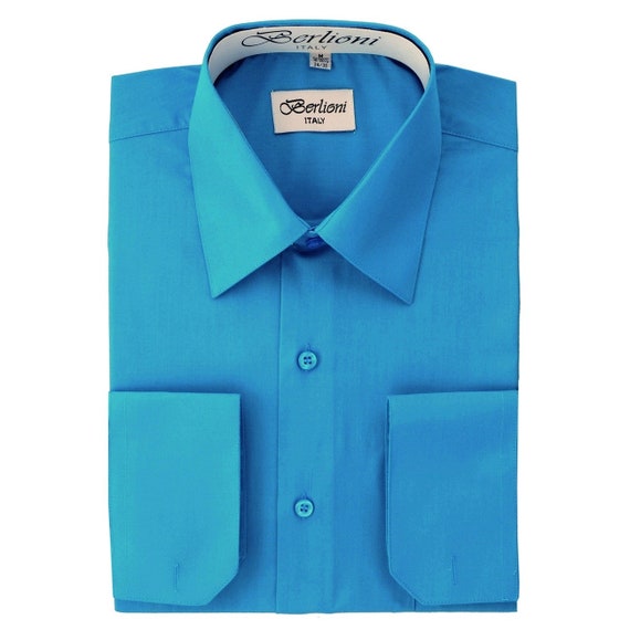 Men's Premium Modern Fit Turquoise Dress Shirt - Etsy