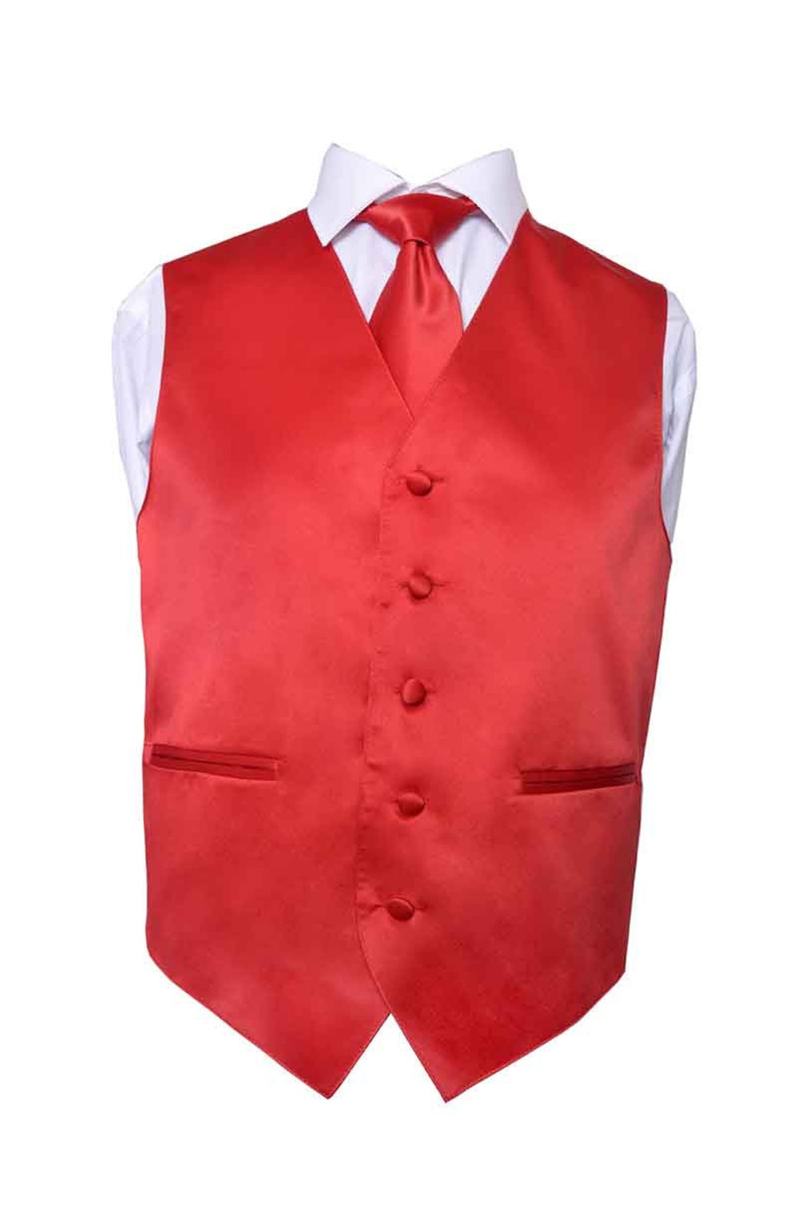 Men's Premium Solid Red Formal Vest Necktie Bow Tie Etsy