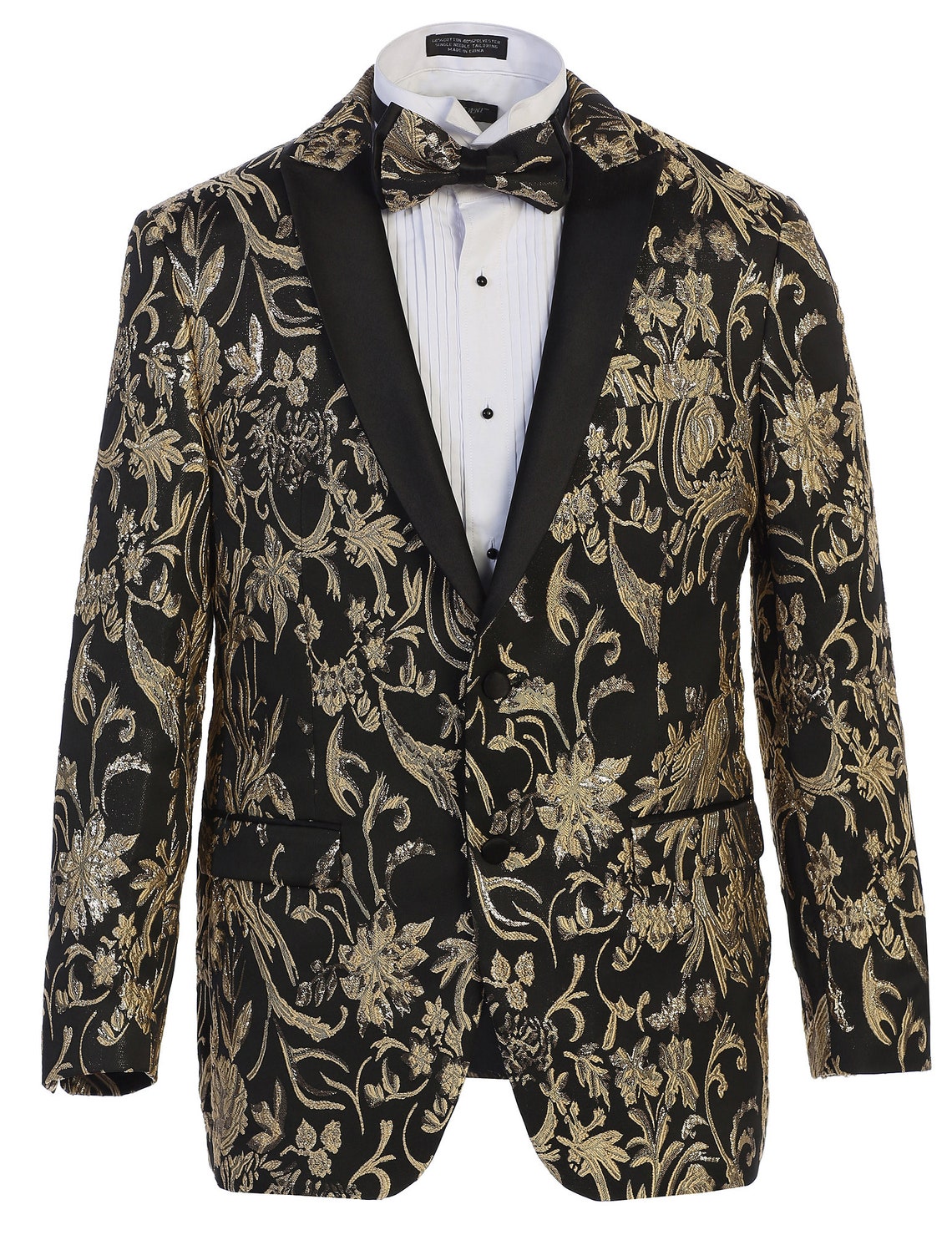 Mens Premium Black and Gold Paisley Patterned Tuxedo Etsy