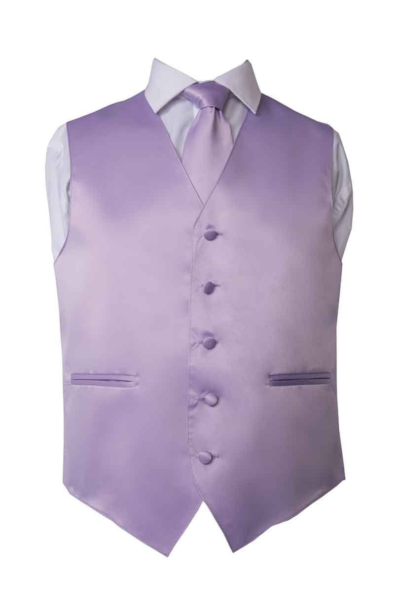 Men s Premium Solid Lavender Formal Vest Necktie Bow Tie Pocket