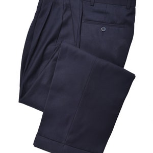 Men's Premium Navy Blue Classic Fit Pleated Dress Pants