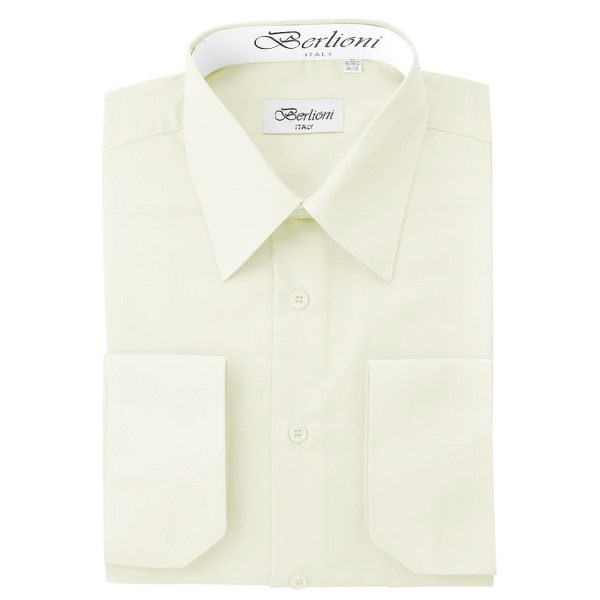 Men's Premium Modern Fit Off White-Ivory Dress Shirt - Convertible French Cuffs