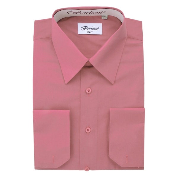 Men's Premium Modern Fit Rose Dress Shirt - Convertible French Cuffs