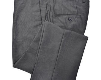 Men's Premium Shiny Gray Slim Fit Flat Front Dress Pants