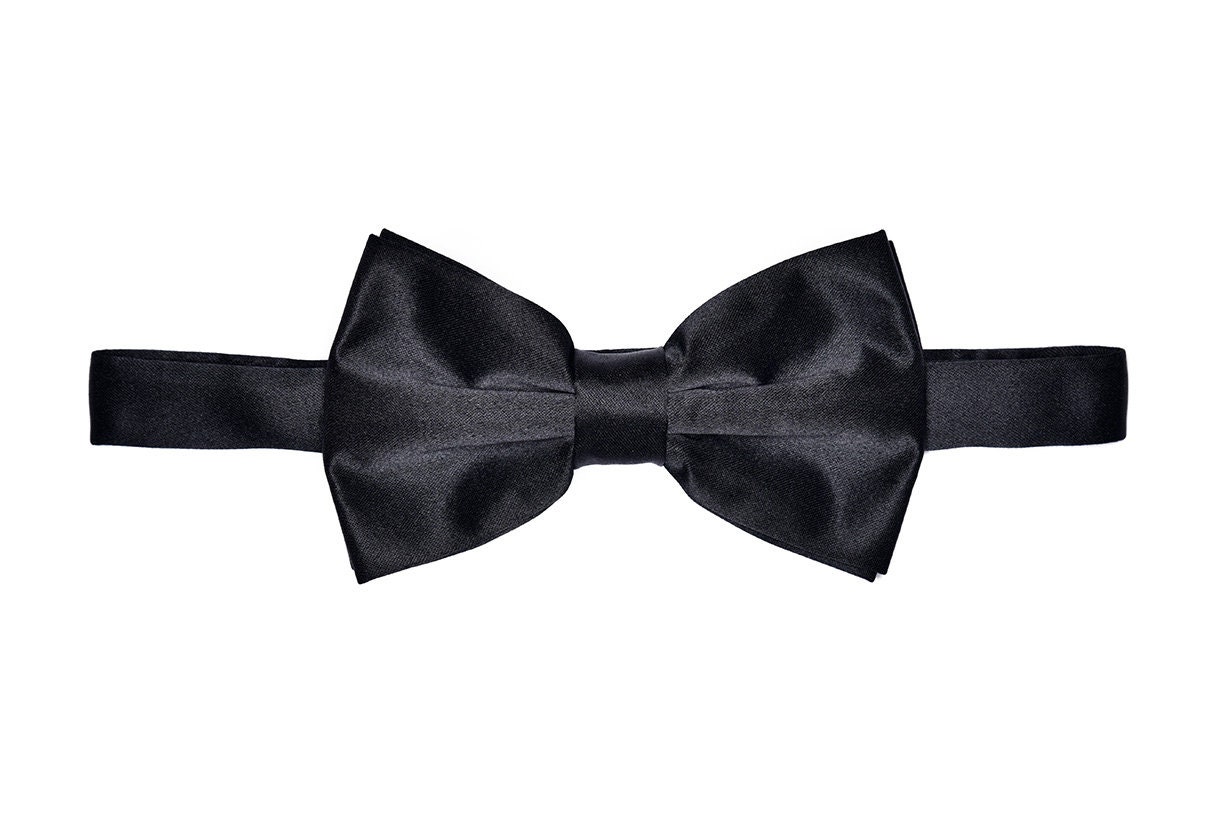 Men's Premium Solid Black Formal Vest Necktie Bow Tie - Etsy