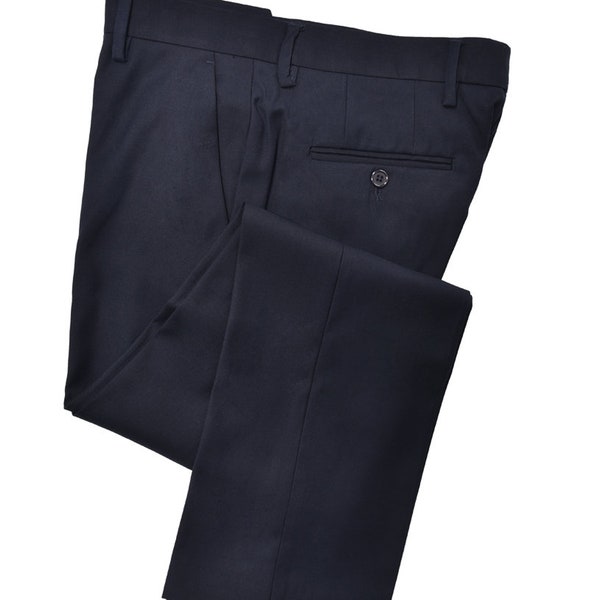 Men's Premium Navy Blue Slim Fit Flat Front Dress Pants