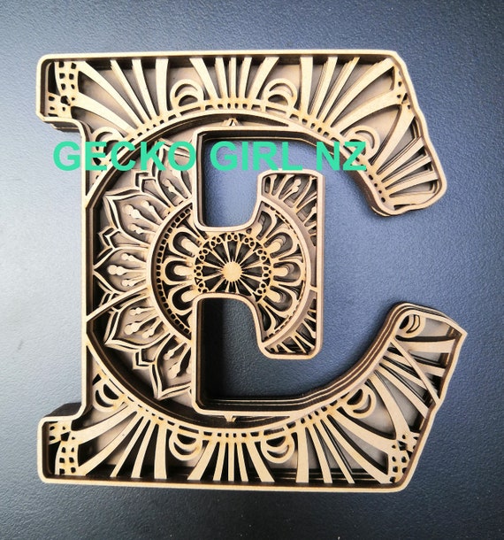 3d 5 Layer Letter E Mandala Paper Laser Cut Digital Download Etsy