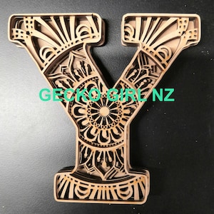 3D 5 layer Letter Y Mandala Paper/Laser Cut Digital Download SVG Template