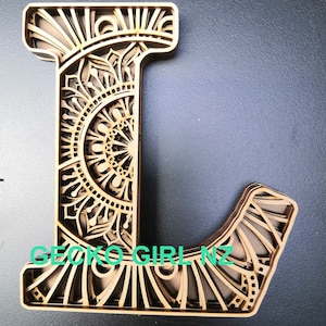 3D 5 capa Carta L Mandala Papel/Corte Láser Digital Descargar Plantilla SVG