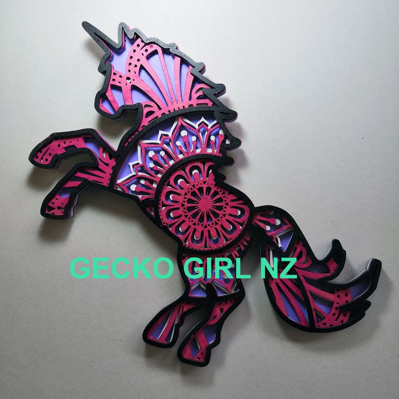 Download 3D 4 layer Mandala Unicorn Paper/Laser Cut Digital ...