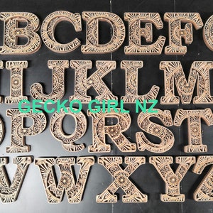 3D 5 couche Full Alphabet A-Z Mandala Paper/Laser Cut Digital Download SVG Template