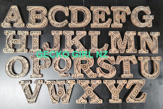 Download 3d 5 Layer Full Alphabet A Z Mandala Paper Laser Cut Digital Etsy