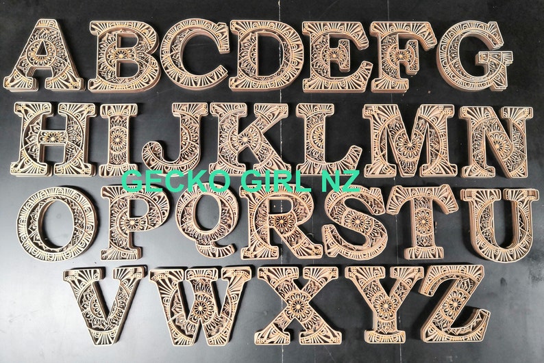 Download 3D 5 layer Full Alphabet A-Z Mandala Paper/Laser Cut ...