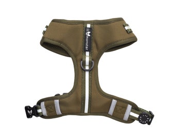 Army Green Neoprene Dog Harness | Sporty Adjustable No-Pull Design