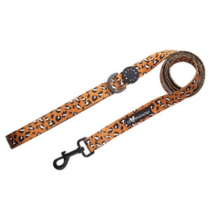 Correa para perro / Estampado de leopardo / Naranja / Blanco /