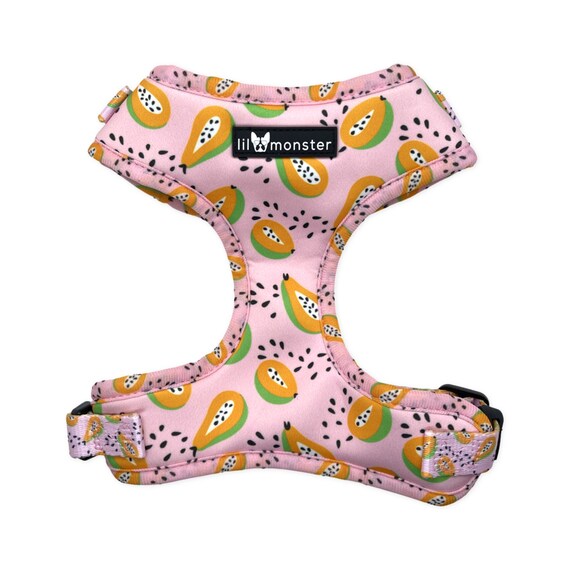 Adjustable Dog Harness Papaya Print Pink Green Dog Etsy