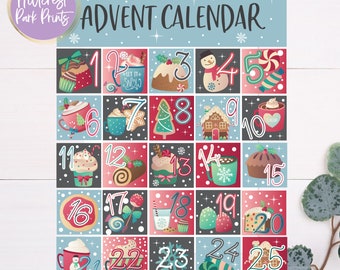 Advent Calendar PDF, Christmas Countdown Calendar, PRINTABLE Christmas Advent Calendar Tags, Cards Children Classroom, Gift Tags