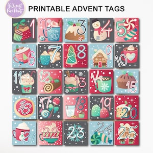 Adventskalender PDF, Kerst Countdown Kalender, AFDRUKBARE Kerst Adventskalender Tags, Kaarten Kinderen Klaslokaal, Gift Tags