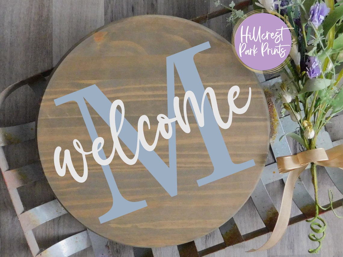 Download Initial Welcome Door Hanger SVG Bundle Personalized Last | Etsy